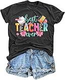 Teacher Shirts Women Best Teacher Ever T-Shirt Teacher Life Tops Teaching Gift Funny Graphic Tee Darkgrey