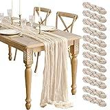 12 Pack Beige Cheesecloth Table Runner 10ft Boho Gauze Cheese Cloth Table Runner Rustic Sheer Runner 120 inch Long for Christmas Wedding Bridal Baby Shower Birthday Table Decorations