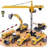 iPlay, iLearn Construction Site Vehicle Toy, Kids Engineering Play Truck Set, Tractor Digger Crane Dump Excavator Cement Steamroller, Birthday Stocking Stuffer Gift 3 4 5 Year Old Toddler Boy Children