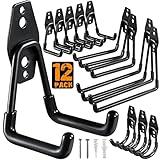 HUPBIPY 12 Pack Garage Hooks Heavy Duty,Utility Steel Garage Storage Hooks,Wall Mount Garage Hanger&Organizer for Organizing Power Tools,Ladders,Bulk Items,Bikes,Ropes and More Equipment