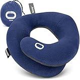 BCOZZY Travel Neck Pillow for Airplane – Patented Double Support for Head, Neck, and Chin. Best for Long Flights, Plane Sleeping, and Car Rides. Adjustable Size. Fully Washable. Carry Bag. Large, Navy