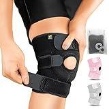 Bracoo Adjustable Compression Knee Patellar Pad Tendon Support Sleeve Brace for Men Women - Arthritis Pain, Injury Recovery, Running, Workout, KS10 (Black)