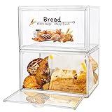 RISICULIS 2PCS Large Bread Box for Countertop, Stackable Double Layer Storage Container, Clear Boxes for Kitchen Counter, Bread Keeper for Homemade Bread, Bagel, Muffins, Rolls