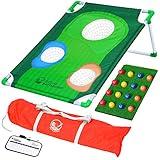 GoSports BattleChip Tour Backyard Golf Cornhole Game – Includes 2 Targets, 2 Chipping Mats, 16 Foam Golf Balls, Scorecard and Carry Case