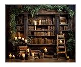 Kate 10x8ft Interior Bookshelf Ancient Books Photo Backdrops for Photography Retro Wooden Study Photographic Background