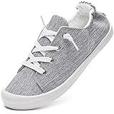 BENPAO Womens Canvas Slip On Shoes White Black Fashion Sneakers Loafers Shoes for Women(Grey, US10)