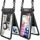 Niveaya Double Space Waterproof Phone Pouch - 2 Pack, Waterproof Phone Lanyard Case with iPhone 16/15/14/13/12 Pro Max up to 8.3", Phone Dry Bags for Vacation Beach Pool Kayak Cruise Travel Essentials