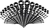 50 Pcs Black Ear Stretching Kit, Ear Stretching Kit, Acrylic Tapers Plugs and Silicone Tunnels, Ear Gauges Expander Set Body Piercing Jewelry for Women Men Christmas Birthday Gifts Piercing Jewelry