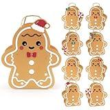 Cheerland Gingerbread Man Gift Bags – Christmas Candy Cookie Goodie Treat Bags for Kids, Birthday Goody Winter Pastel Holiday Party Favors, Gingerman Paper NYE Xmas Decorations – 8 Pack