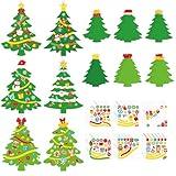 48Pcs DIY Christmas Tree Craft Kit for Kids, Holiday Art Making Craft with Stickers, Make Your Own Christmas Bookmark Xmas Party Favor Decorations Classroom Home Game Activities (Christmas Tree)