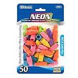 BAZIC Products Eraser Top, Latex Free Pencil Tops Erasers (50/Pack), Neon Color Arrowhead Caps Erasers for Student Art Drawing School Supplies, 1-Pack