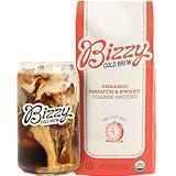 Bizzy Organic Cold Brew Coffee | Smooth & Sweet Blend | Coarse Ground Coffee | Micro Sifted | Specialty Grade | 100% Arabica | 1 LB