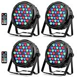 36LEDs RGB Par Lights 4 Pack - 36W LED Par Can Lights Sound Activated with Remote DMX Control Uplights for Events DJ Wedding Party Music Dance Church Christmas Stage Lighting