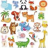 Window Clings Stickers for Kids Window Gel Clings Decals Thick Gel Clings Toddlers and Adults Classroom Home Nursery Airplane Birthday Party Supplies (Jungle Animals)