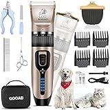 Gooad Dog Clippers for Grooming,Dog Grooming Kit for Heavy Thick Hair&Coats/Low Noise Rechargeable Cordless Hair Trimmer/Pet Shaver with Paw Trimmer for Small & Large Dogs Cats