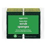 Amazon Basics Cleaning Sponges, Multipurpose, Heavy Duty Scrub Sponges, Yellow/Green, 6-Pack