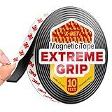 Super Sticky Magnetic Tape (10 feet x 1/2 inch) - Stong Magnet Strip with Adhesive Backing for DIY & Crafts - Easy to Cut and Mount on Fridges, Whiteboards & More