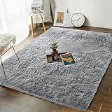 Andecor Soft Fluffy Bedroom Rugs, 4 x 6 Feet Indoor Shaggy Plush Area Rug for Boys Girls Kids Baby College Dorm Living Room Home Decor Floor Carpet, Grey