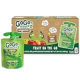 GoGo squeeZ Organic Applesauce and Fruit Puree, Apple Apple, 3.2 oz (Pack of 12), Unsweetened Organic Fruit Snacks for Kids, Gluten Free, Nut Free and Dairy Free, Recloseable Cap, BPA Free Pouches