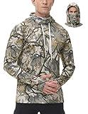 FISHEAL Men's Hunting Shirts with Mask - UPF 50+ Camo Long Sleeve Fishing Hoodie Shirt with Adjustable Drawstring