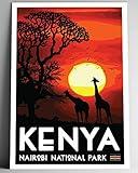 GO SEE DESIGN Kenya • Nairobi National Park Vintage-Style Travel Poster/Postcard - 8x10-12x18-18x24-24x36 / 4x6 WPA Style Art Print Africa Giraffe Sahara (4x6 Inch Postcard)