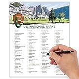 Stamp My Passport National Parks Checklist - Travel Bucket List Wall Art - All 63 US Parks Office Home Decor Adventure Gift Unframed Poster (8x10 inch)