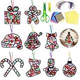 EggSun 36 Sets Christmas Suncatchers Craft Kit for Kids Ornaments Stained Glass Window Arts and Crafts Kit for Classroom Holiday Birthday Projects Home Party Favors Decorations Ages 4 8 12 All in One