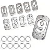 10 Pack No Tarnish Lucky Number Charms for Jewelry Making，316L Stainless Steel Necklace Pendant