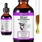 15 in 1 Dog Multivitamin Drops for Dogs - Dog Vitamins & Supplements Natural Dog Multivitamins and Minerals - Glucosamine, MSM for Skin & Coat, Heart Health, Bones, Joint, Immune System Support