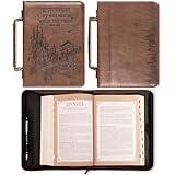 Christian Art Gifts Men's Classic Bible Cover On Wings Like Eagles Mountain Isaiah 40:31, Brown Faux Leather, Large