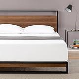 ZINUS Suzanne 37 Inch Bamboo and Metal Platform Bed Frame, Solid Steel Construction, No Box Spring Needed, Wood Slat Support, Easy Assembly, Chestnut Brown, Queen