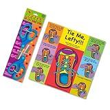 Teach a Child How to Tie Shoes Using Their Left Hand Instruction Card Plus Two Blue Left-Handed Scissors for Kids - Blue