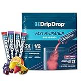 DripDrop Hydration Juicy Variety Pack Electrolyte Drink Mix Single-Serve Powder Packets- Grape, Fruit Punch, Strawberry Lemonade, Cherry - 32 Servings