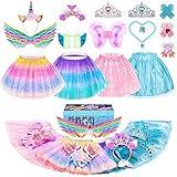 STOPKLAS Little Girls Dress Up Costume Set, Fairy and Mermaid Princess Dress up Trunk with Accessories 19pcs Girls Pretend Play Costume for Girls 3-6