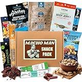 Macho Man Snack Pack Jerky Gift Box - High Protein Snacks for Men, Curated Beef Jerky Assortment Gift Box for Men, Husband, Dad, Boyfriend, Low Carb Keto
