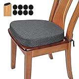 BUYUE Thickened 2.5" Friendly Woven Fabric Dining Chair Cushion, U-Shape High Density Foam Comfortable Chair Pad for Kitchen, Slip Resistant Indoor Seat Cushion (1 Piece, Dark Gray)