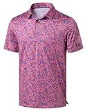 Obla Mens Golf Polo Shirts Short Sleeve Dry Fit Performance Moisture Wicking Casual Print Collared Golf Shirts for Men(Blue Paisley_4XL)