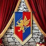 Hillsuren 28 Inch Halloween Medieval Fantasy Pull-down Banner with Lion Design Hanging Party Bunting Banner Medieval Party Decorations Garden Cutouts Flag for Castle Theme Festival Birthday Decor