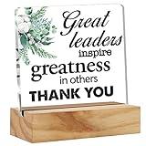 Inspirational Boss Appreciation Acrylic Desk Sign Decoration Plaque Great Leaders Inspire Greatness in Other Thank You Desk Sign Keepsake Home Office Desk Decor