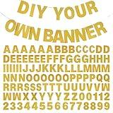 DIY Banner Kit with Letters Glitter Banner Letters Gold Customizable Birthday Banners Graduation Banner Custom Party Hanging Banner for Graduation Wedding Party Baby Shower Decoration (Gold)