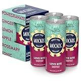 Mockly Love Bite Booze-Free Cocktail | Ready To Drink Non-Alcoholic Cocktail | Mocktail Drink Mixer | Pomegranate Ginger Lemon Apple Tonic Rosemary | Zero Proof | 12 Ounces Per Can | 4-Pack