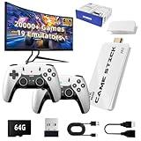 2024 Retro Game Console Stick, Classic Video Games with 4K HDMI, Built-in 19 Emulators, 20000+ Games - Plug & Play TV Video Gaming Stick with Upgrade Dual 2.4G Wireless Controllers(64GB)