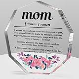 Mom Gifts from Daughter Son Best Mom Ever Mothers Day Birthday Christmas Gifts for Mother Bouns Mom Stepmom Single Mom New Mom Mama and Mom Definition Acrylic Decorative Signs Plaques