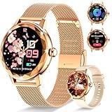 Smart Watch for Women with Make/Answer Call, 1.2" Adjustable Fitness Watch with Heart Rate Sleep Monitor Female Cycle and 100+ Sports Modes (W02-Rose Gold)