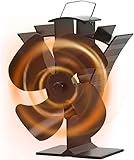 VODA Wood Stove Fan Small New Designed 4 Blades Heat Powered Fireplace Fan for Home Wood/Log Burner/Fireplace(Black)