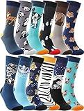Funny Socks for Women Men Fun Cozy Crazy Cute Novelty Fashion Gift Breathable Cotton Boot Socks Stocking Stuffers（Cute - Animal Style A（12 Pairs）,L)