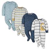 Gerber Baby Boys' 4 Pack Sleep 'N Play Footie, Dinosaur Blue, 3-6 Months