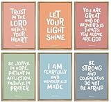 6pcs Children's Bible Verse Wall Art Christian Education Posters Prints Pictures Inspirational Quote Canvas Paintings Nursery Bible Wall Decor Boho Artwork Christian Classroom Decor