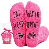 HAPPYPOP Funny Theatre Gifts For Theater Lover Drama Gifts For Actors Broadway Musical Gifts, Theater Socks Dark Pink