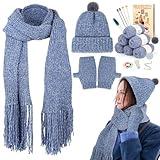 Coopay Knitting Kit for Beginners, Complete Knitting Kits Learn to Knit Hat Scarf Glove, Knitting Starter Kit for Adults W/Yarn, Knitting Set W/Step-by-Step Instruction Tutorial, 4PCS Knitting Needles